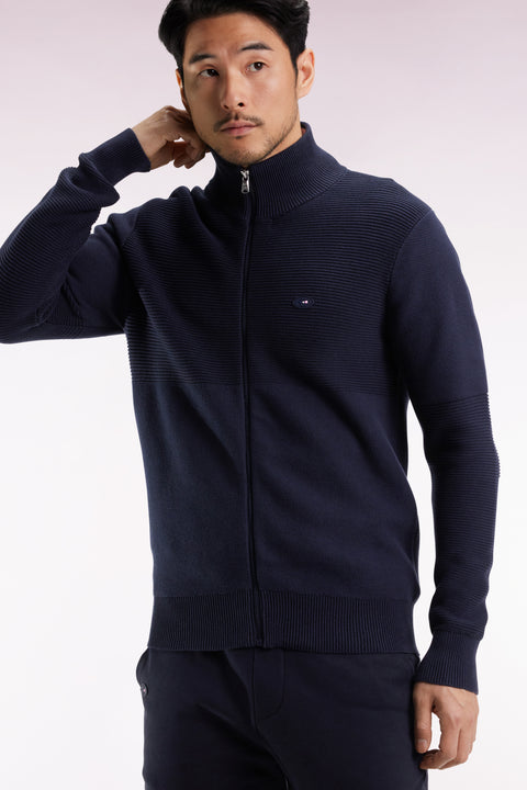 Cardigan zippé XV de France en coton marine - Image 1
