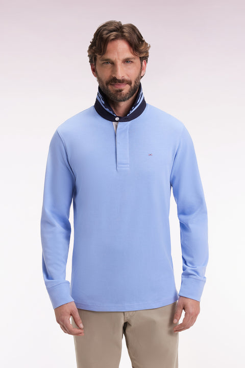 Maillot manches longues en jersey ciel dessous de col rayé - Image 3