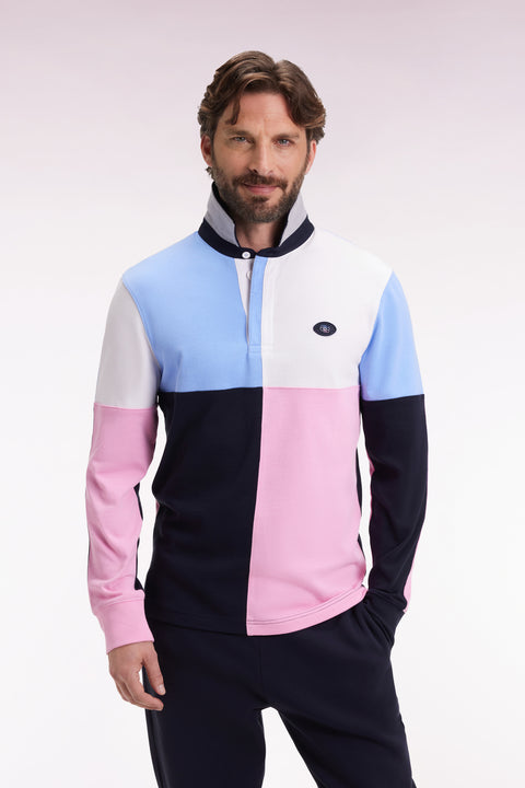 Maillot à manches longues en jersey coton épais colorblock coupe droite - Image 3