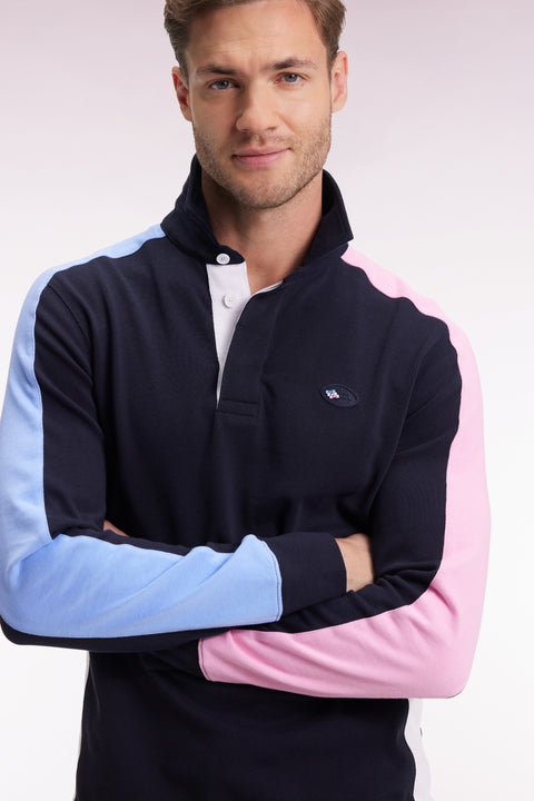 Maillot à manches longues en jersey coton épais manches contrastées coupe droite - Image 1