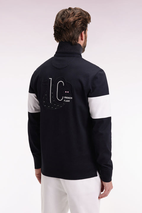 Maillot à manches longues en jersey épais noir broderie dos coupe droite - Image 3