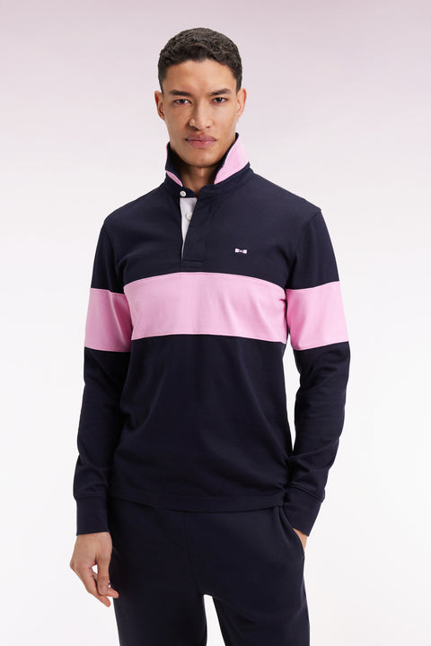 Maillot à manches longues en jersey épais marine broderie dos coupe droite - Image 1