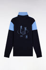 Maillot à manches longues en jersey bicolore marine et ciel coupe droite