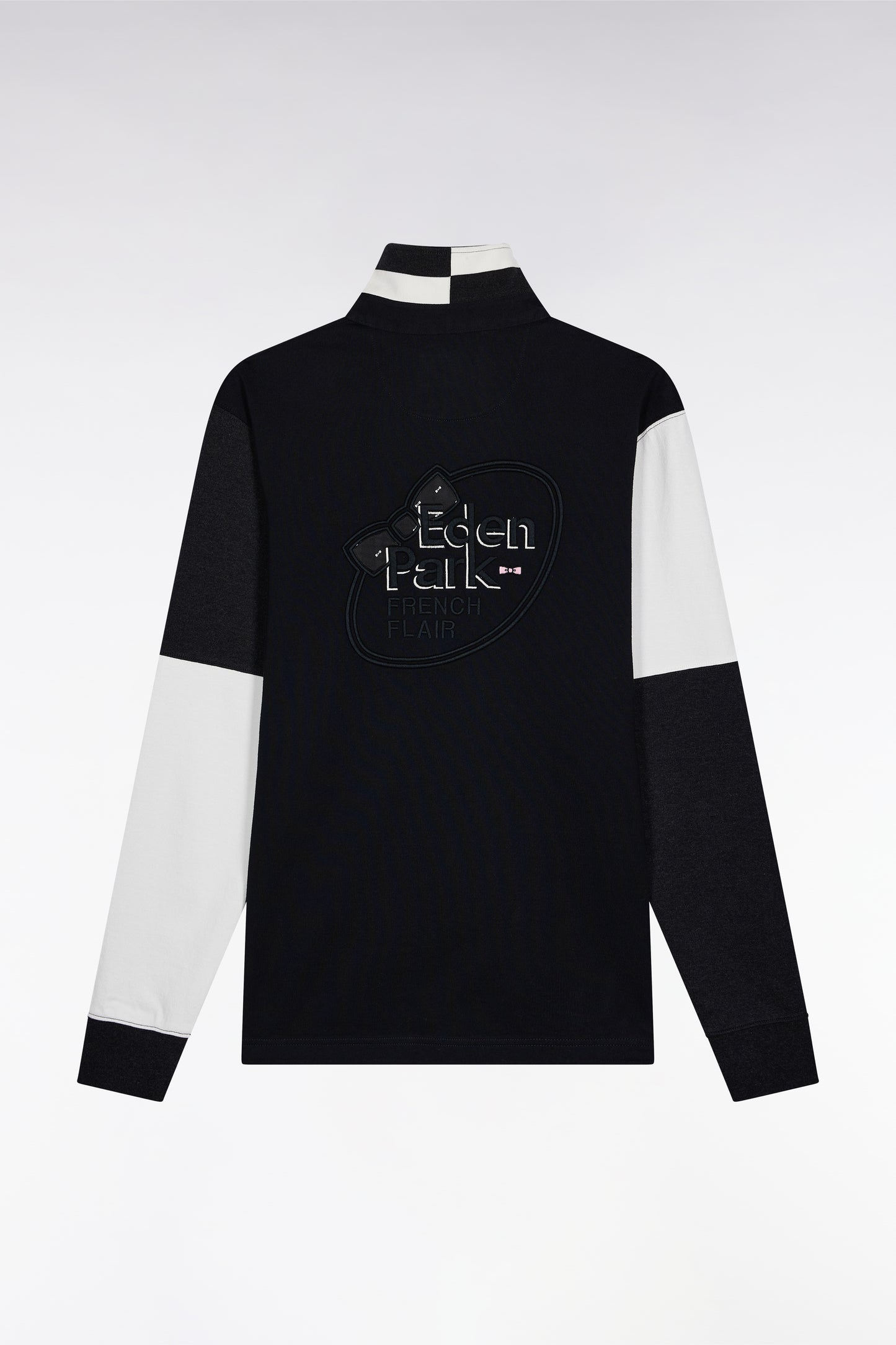 Maillot à manches longues en jersey colorblock noir coupe droite