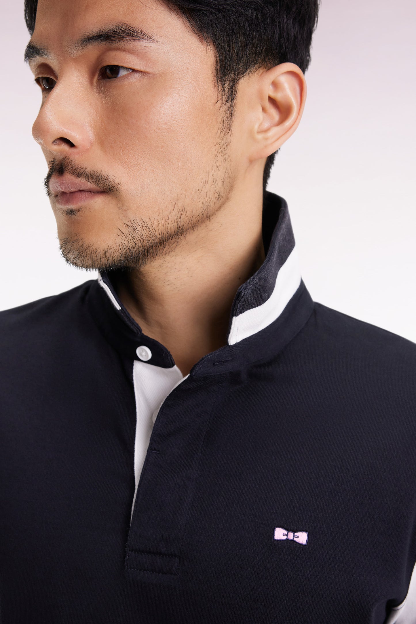 Maillot à manches longues en jersey colorblock noir coupe droite