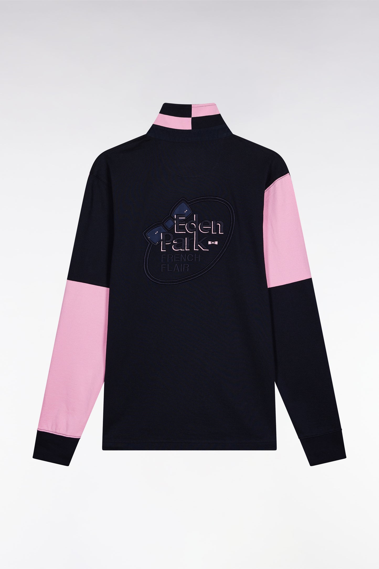 Maillot à manches longues en jersey colorblock marine coupe droite