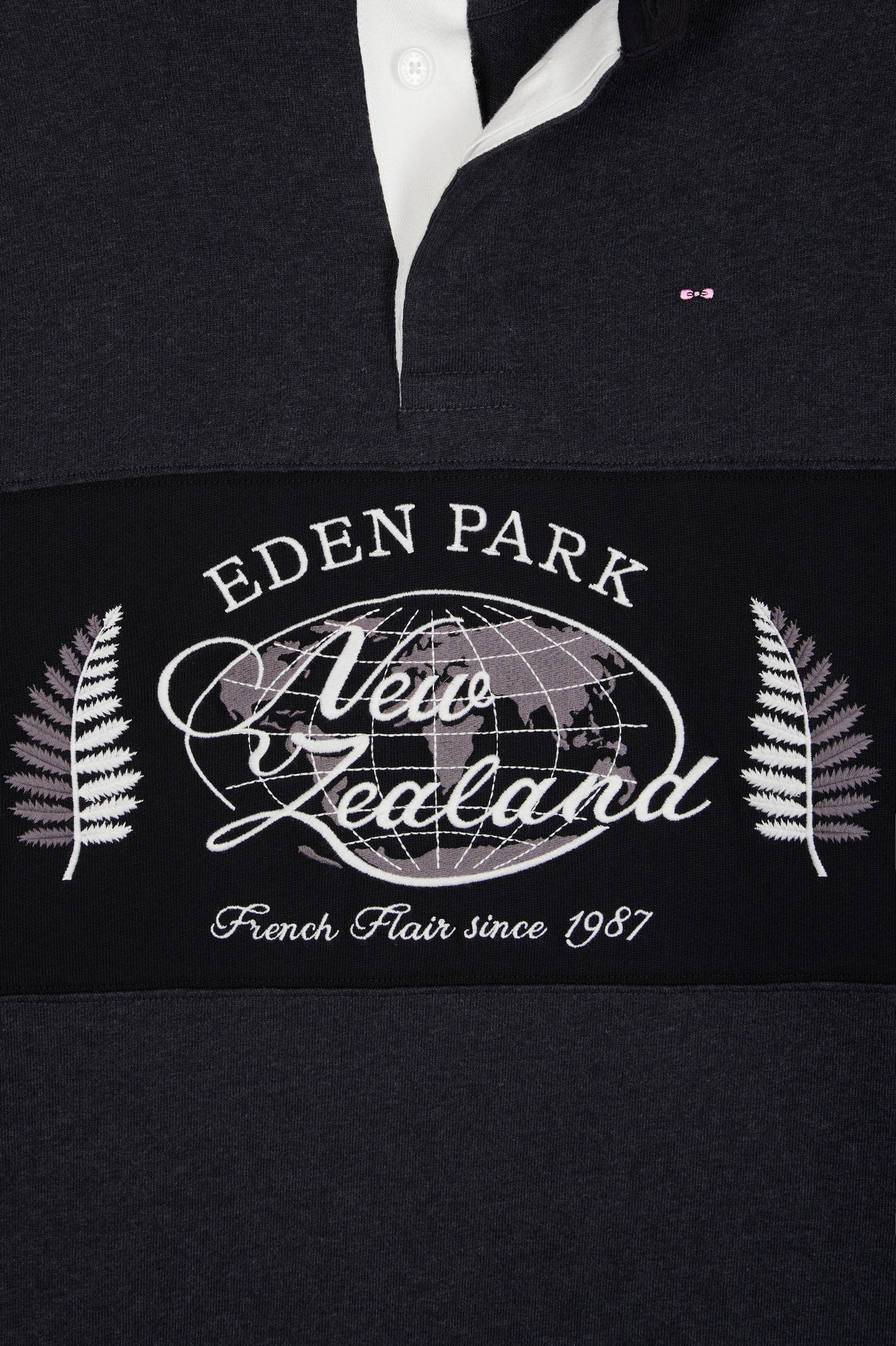 Black and grey long-sleeved jersey with New Zealand embroidery