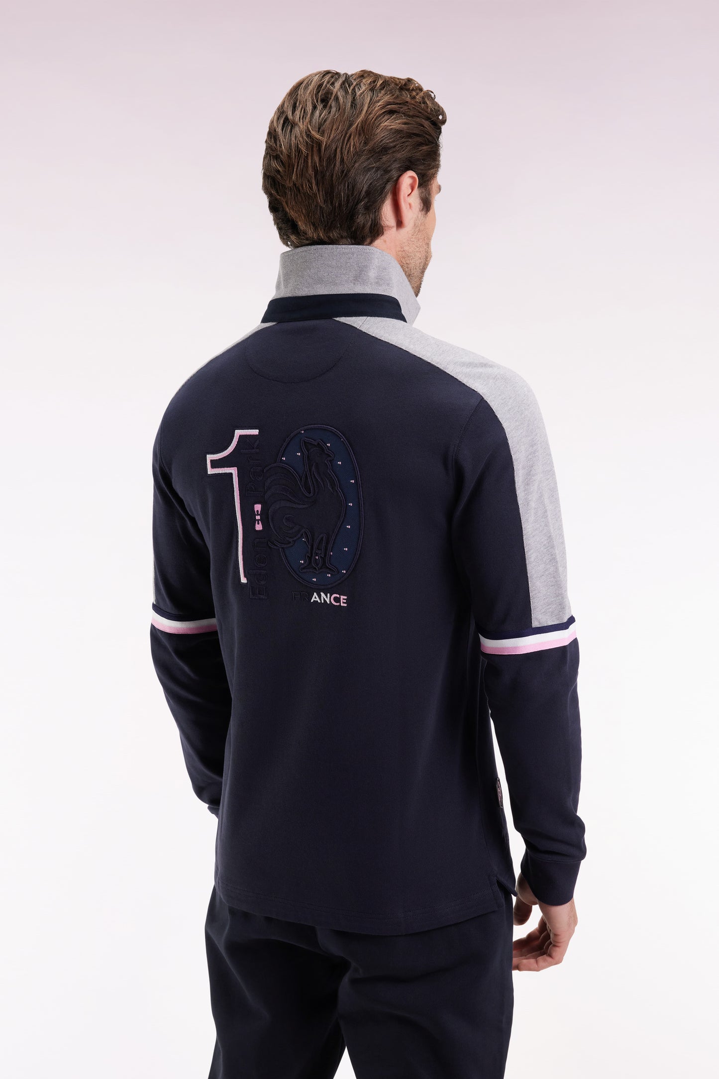 XV de France long-sleeved jersey in thick navy jersey, straight cut