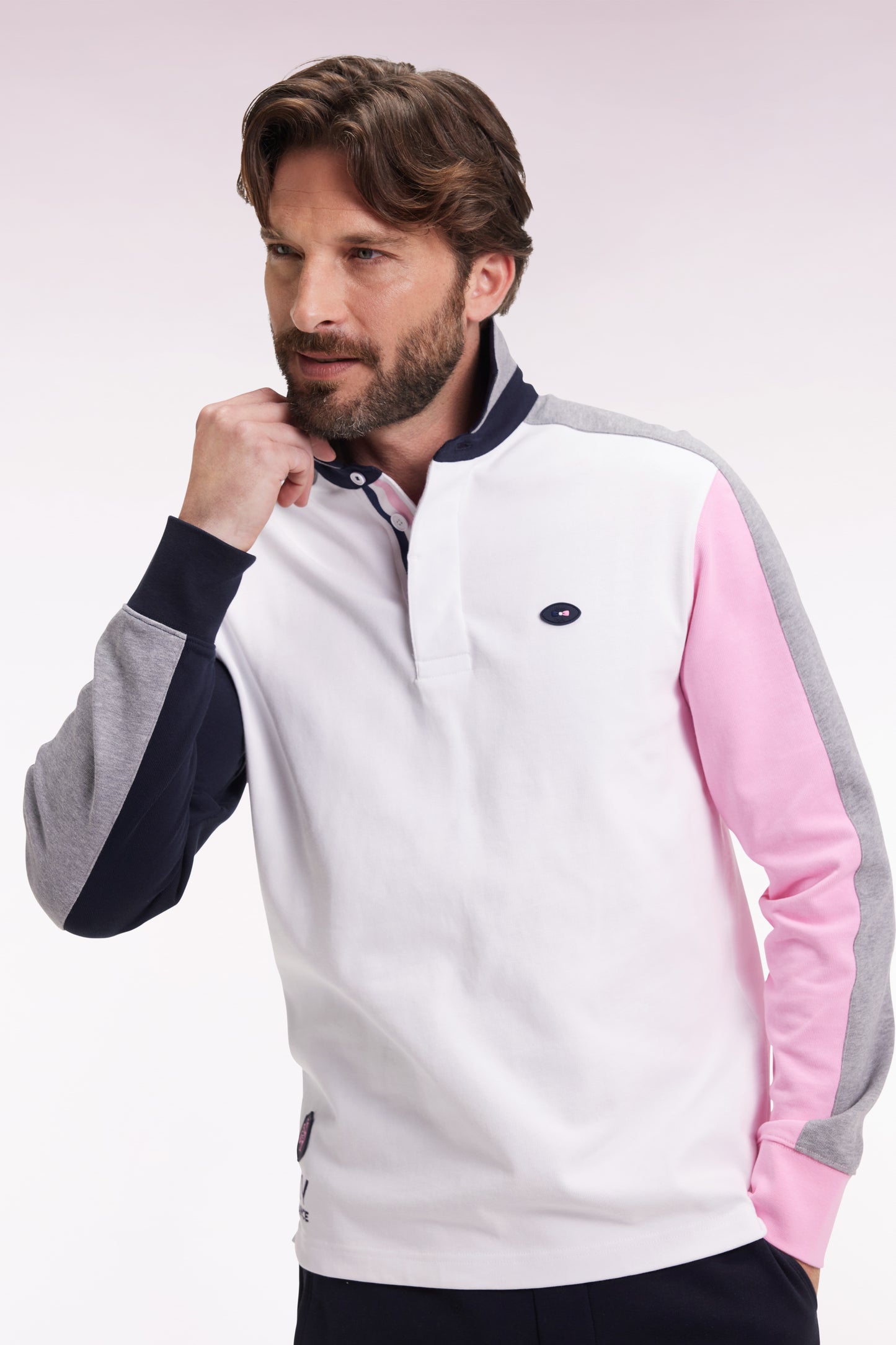 Maillot à manches longues XV de France blanc dos brodé coupe droite