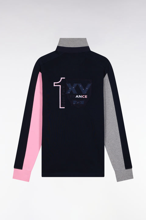 Long-sleeved jersey in thick black jersey with embroidered back, straight cut - Image 2