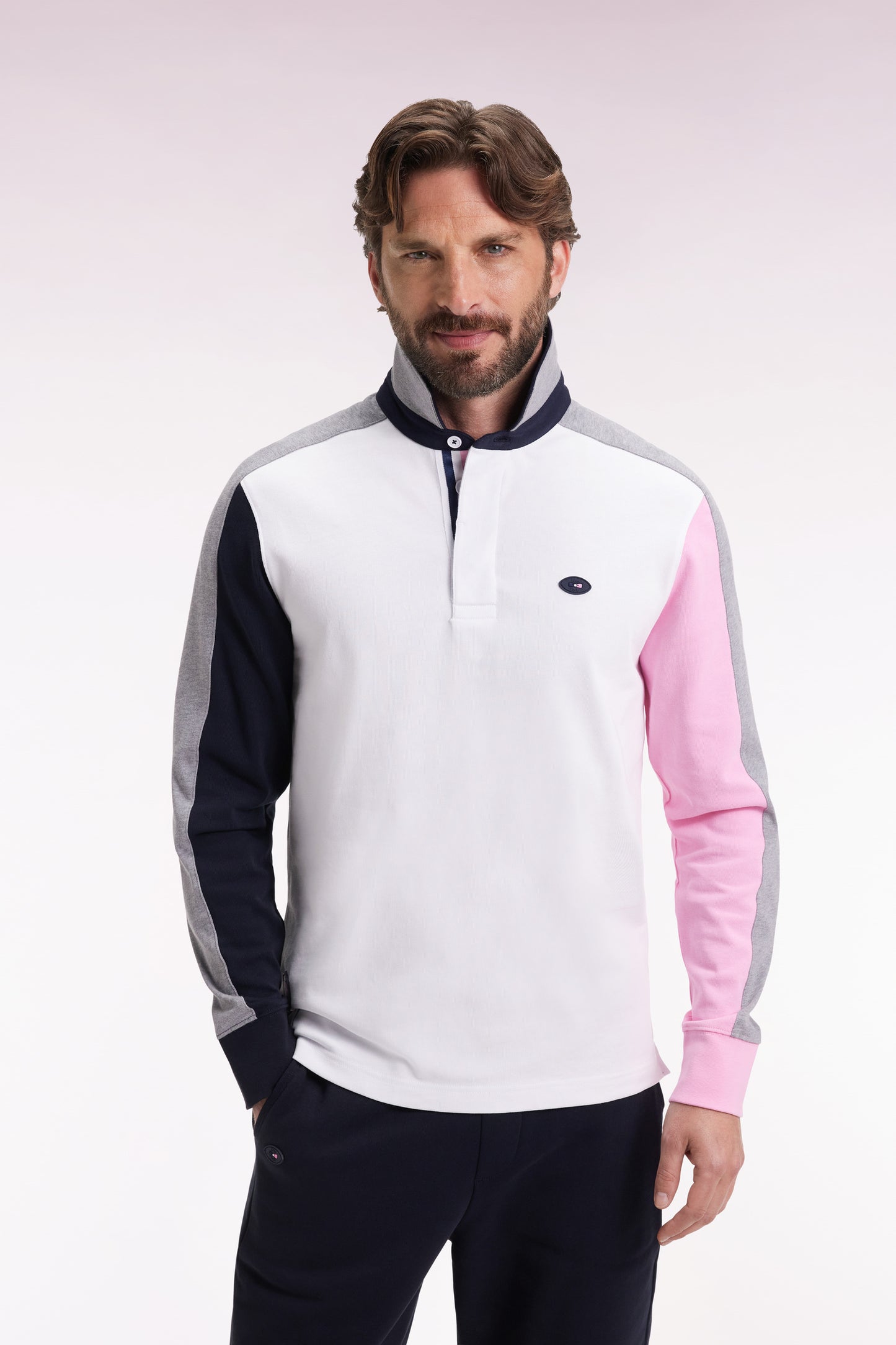 Maillot à manches longues XV de France blanc dos brodé coupe droite
