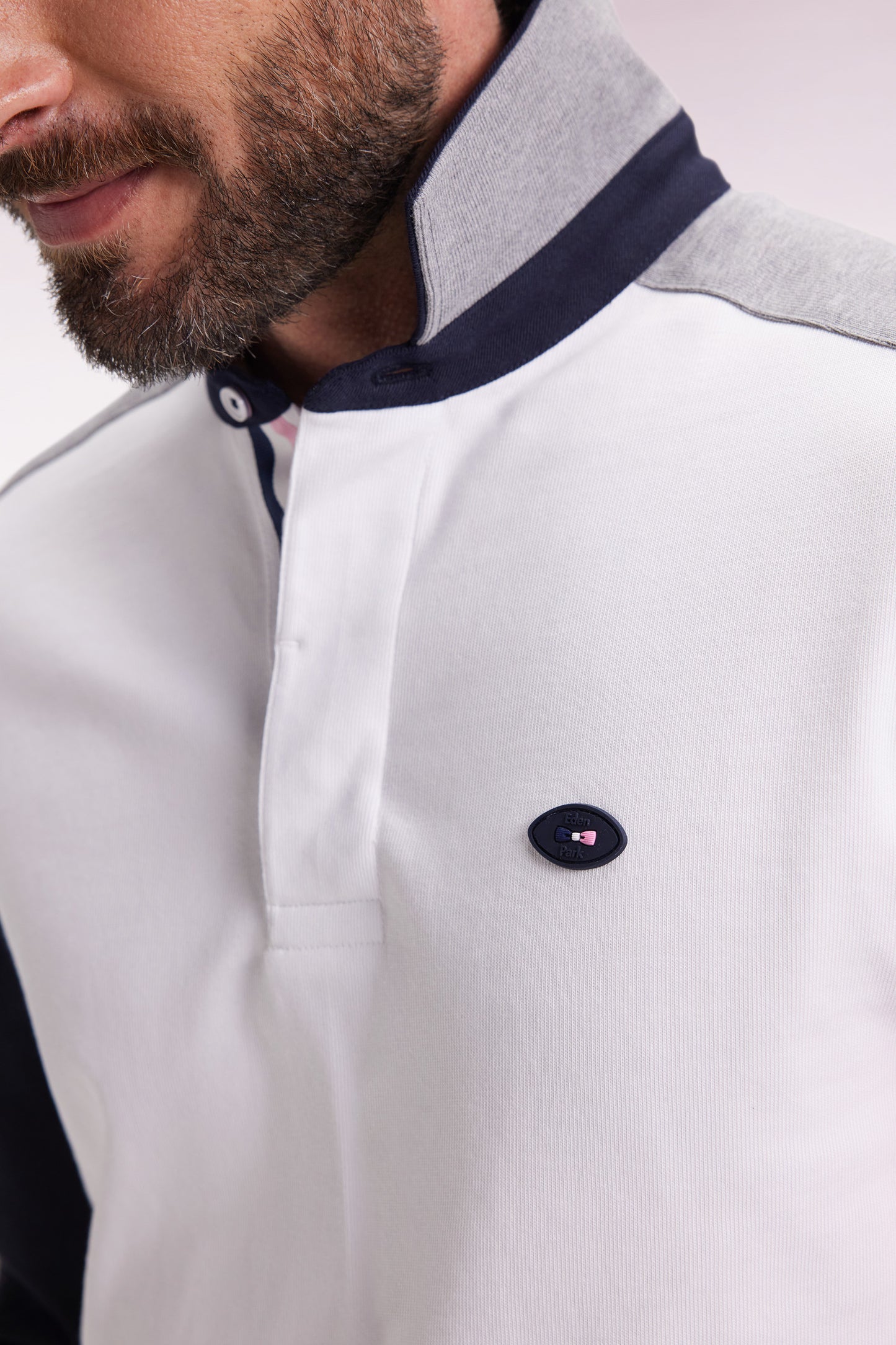 Maillot à manches longues XV de France blanc dos brodé coupe droite