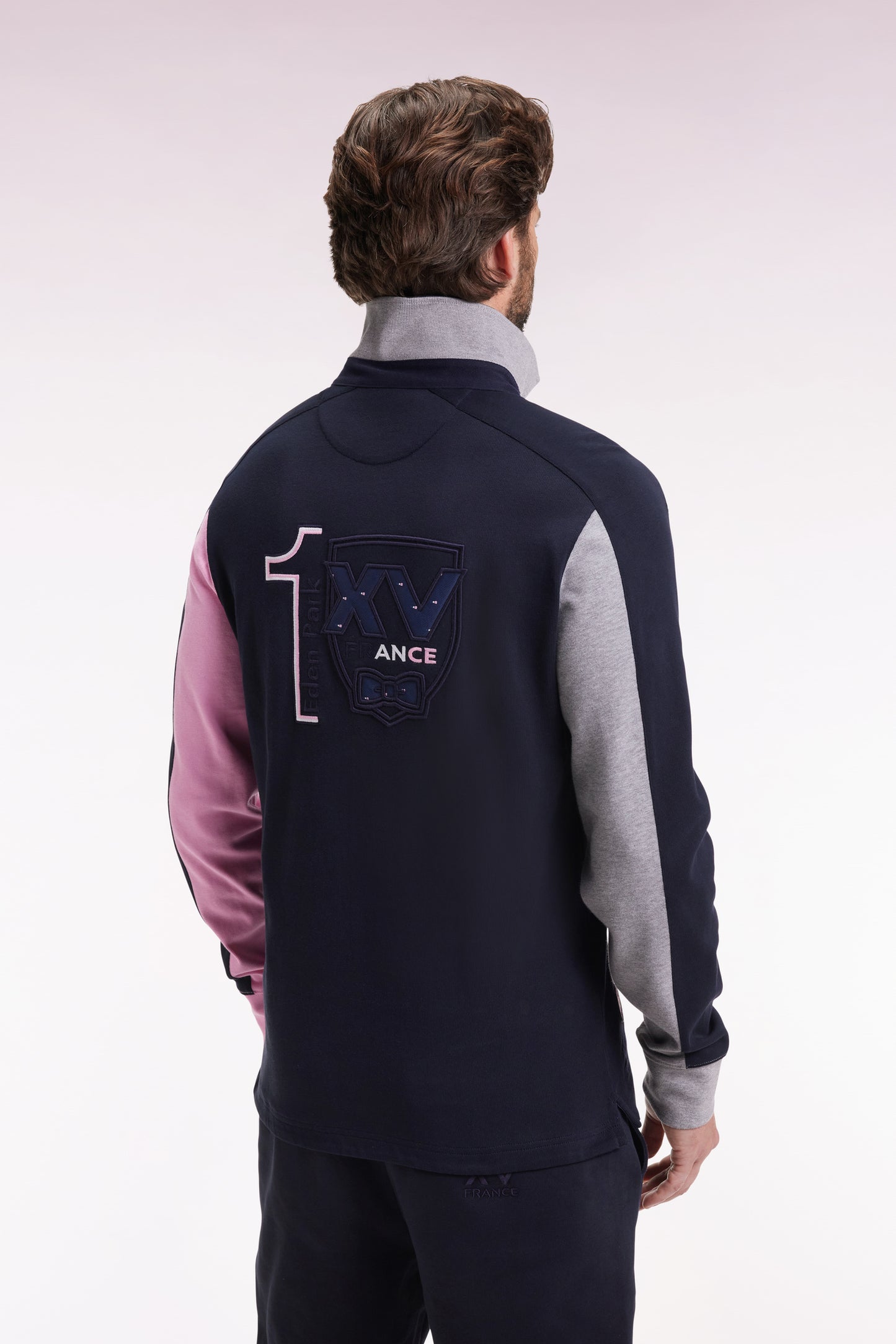 Maillot à manches longues XV de France marine dos brodé coupe droite