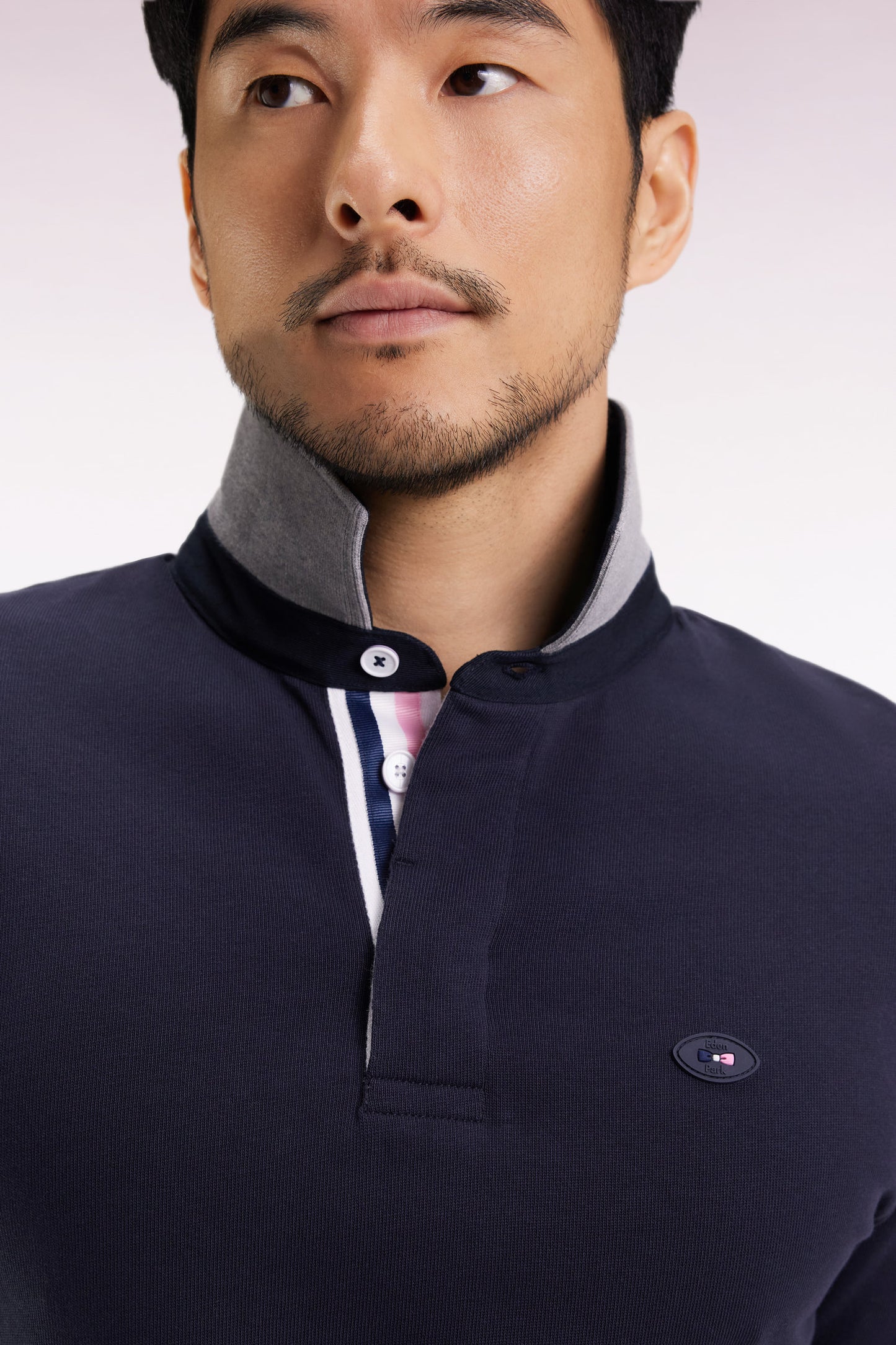 XV de France navy long-sleeved jersey with rooster embroidery, straight cut