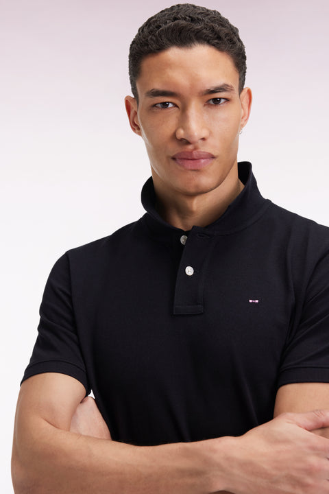 Polo manches courtes en coton Pima noir coupe droite - Image 1