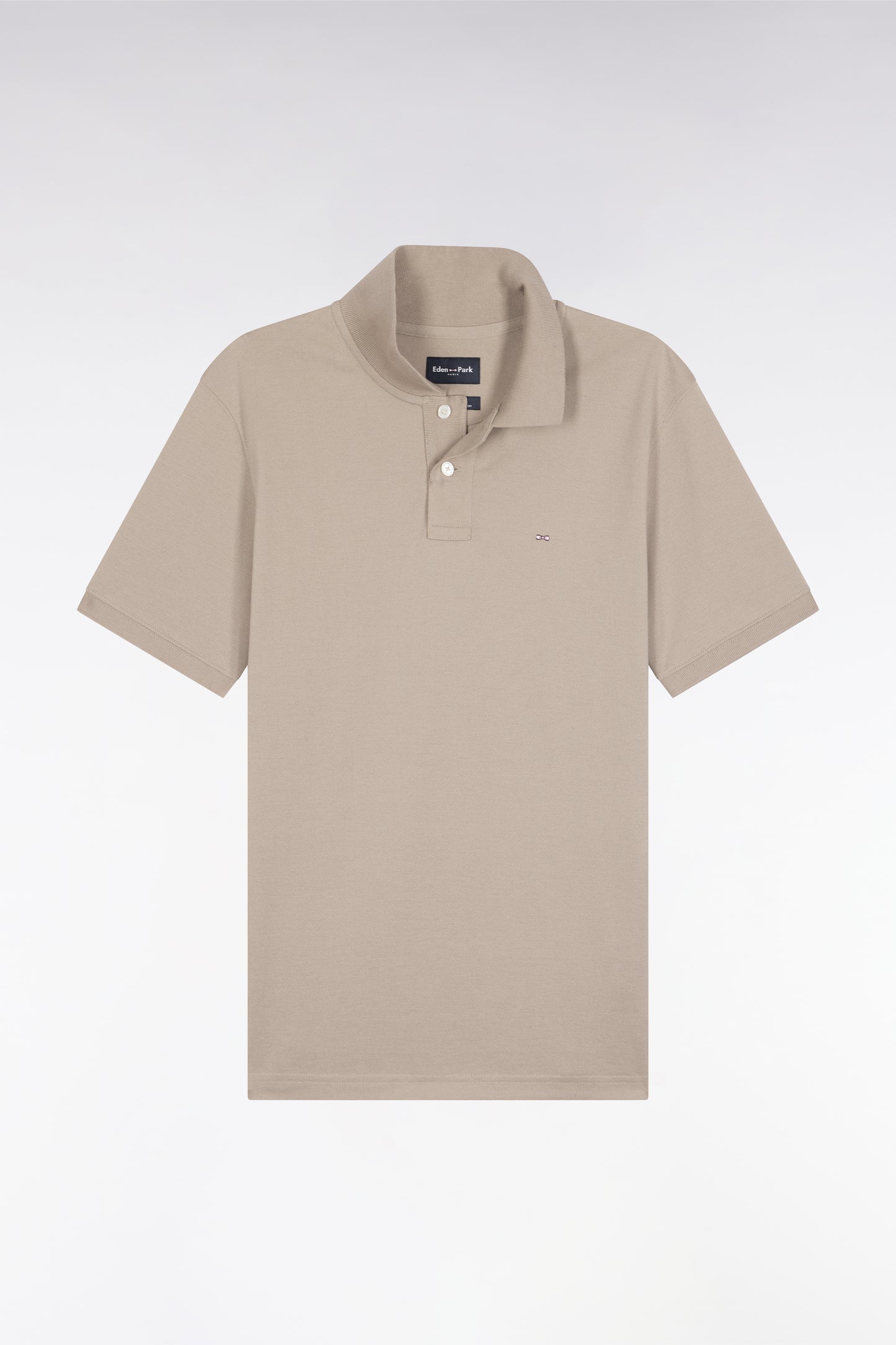 Polo manches courtes en coton Pima beige coupe droite
