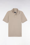 Polo manches courtes en coton Pima beige coupe droite