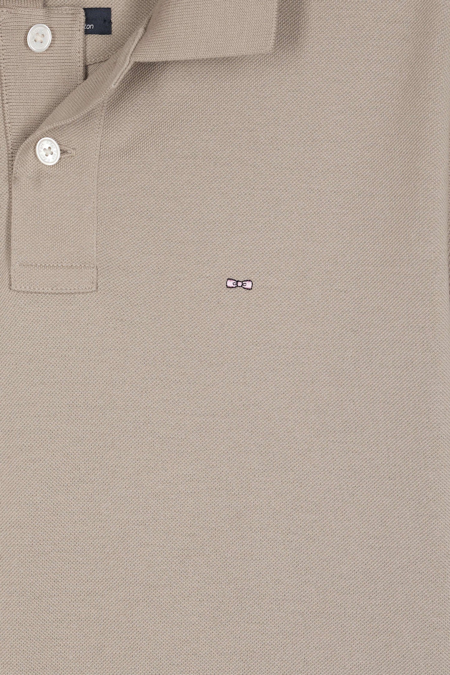 Polo manches courtes en coton Pima beige coupe droite