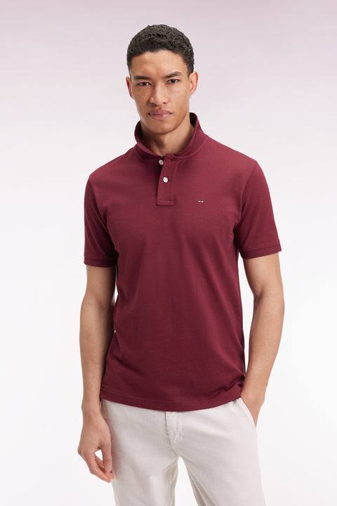 Polo manches courtes en coton Pima bordeaux coupe droite - Image 3