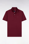 Polo manches courtes en coton Pima bordeaux coupe droite