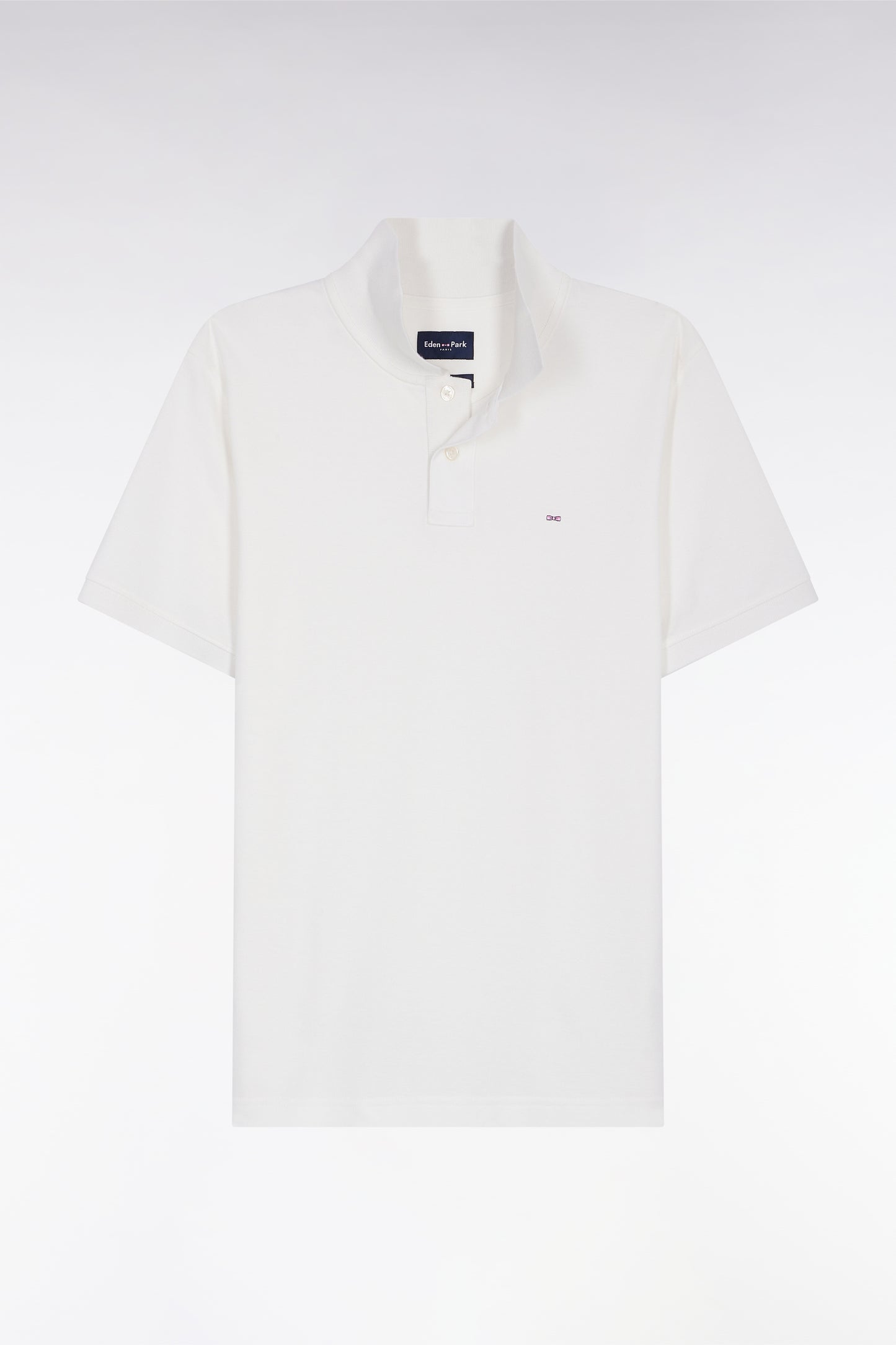 Short-sleeved polo shirt in white Pima cotton, straight cut