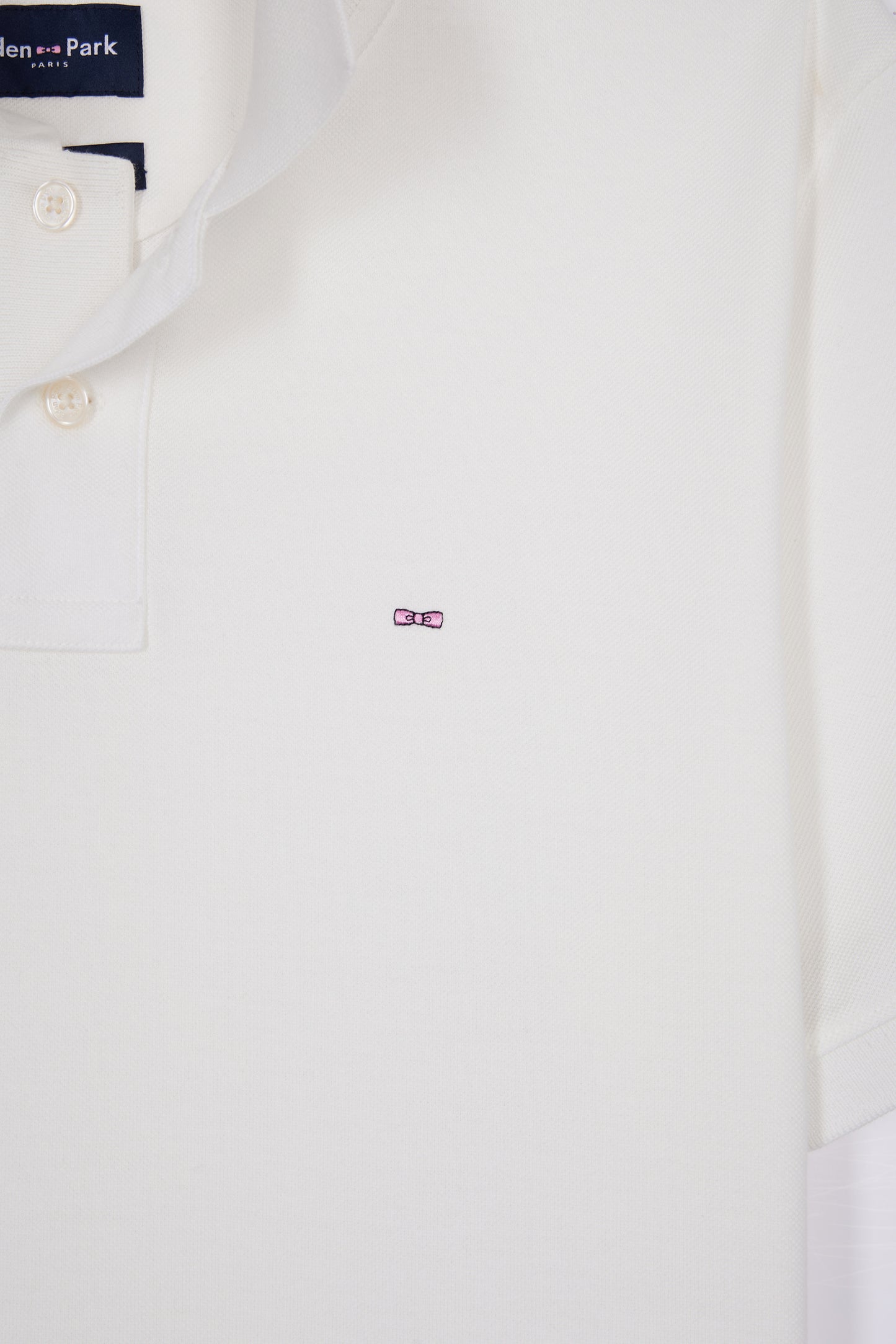 Short-sleeved polo shirt in white Pima cotton, straight cut
