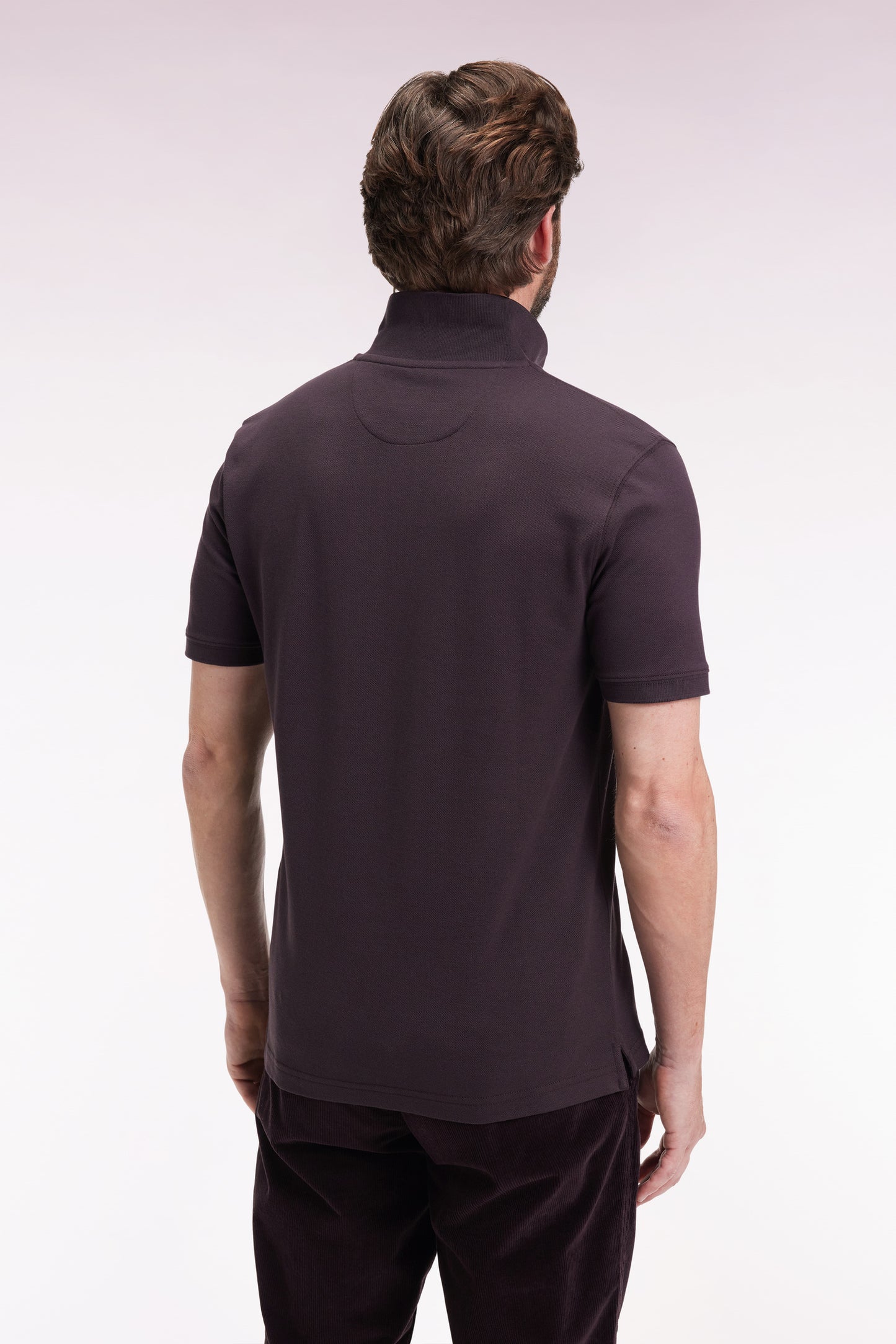 Polo manches courtes en coton Pima marron coupe droite