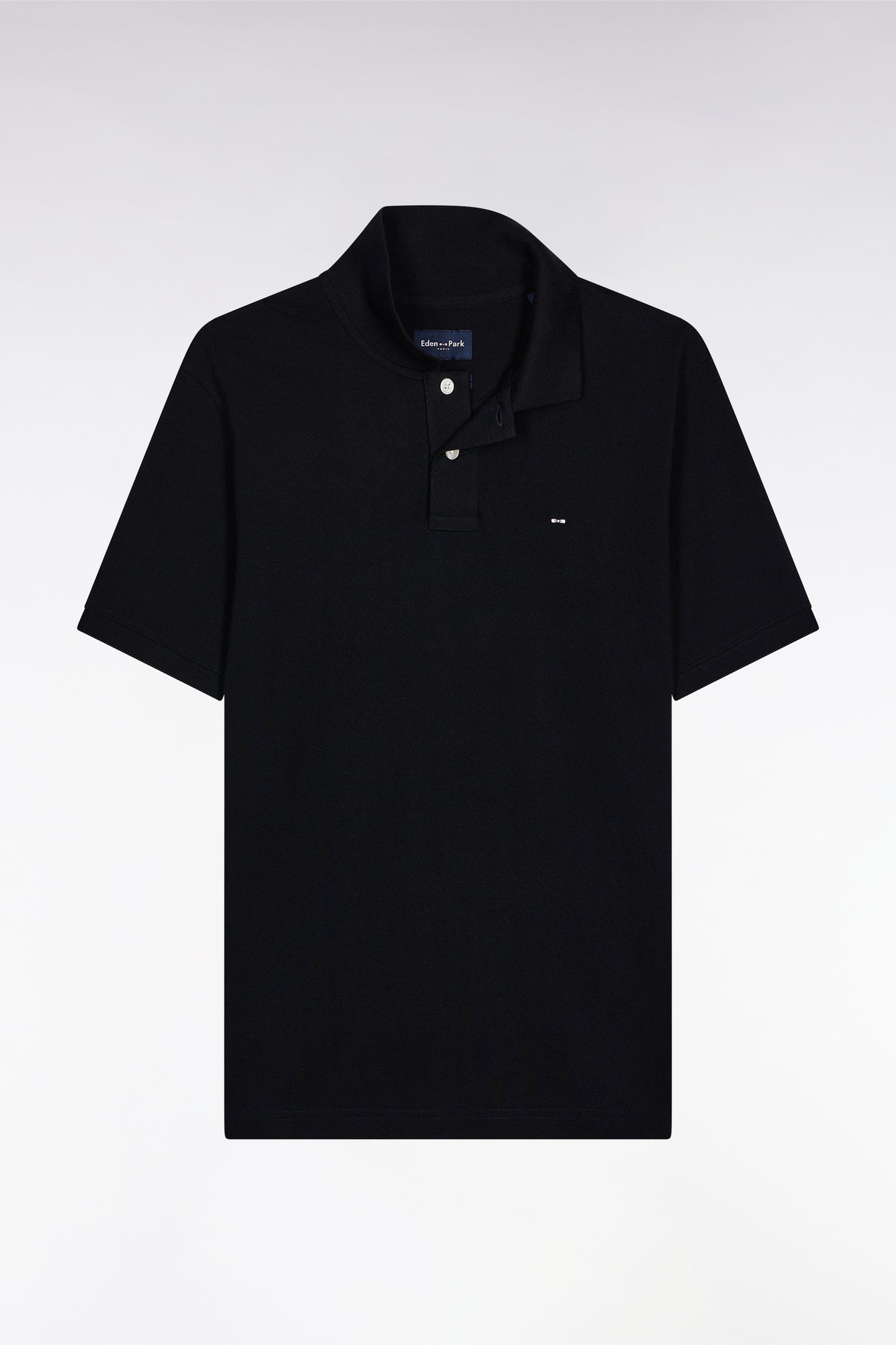 Polo manches courtes en coton Pima noir coupe droite
