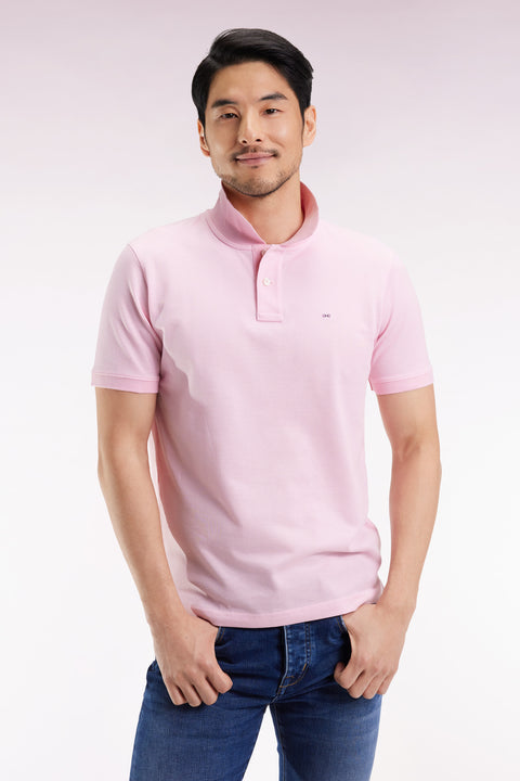 Polo manches courtes en coton Pima rose coupe droite - Image 3