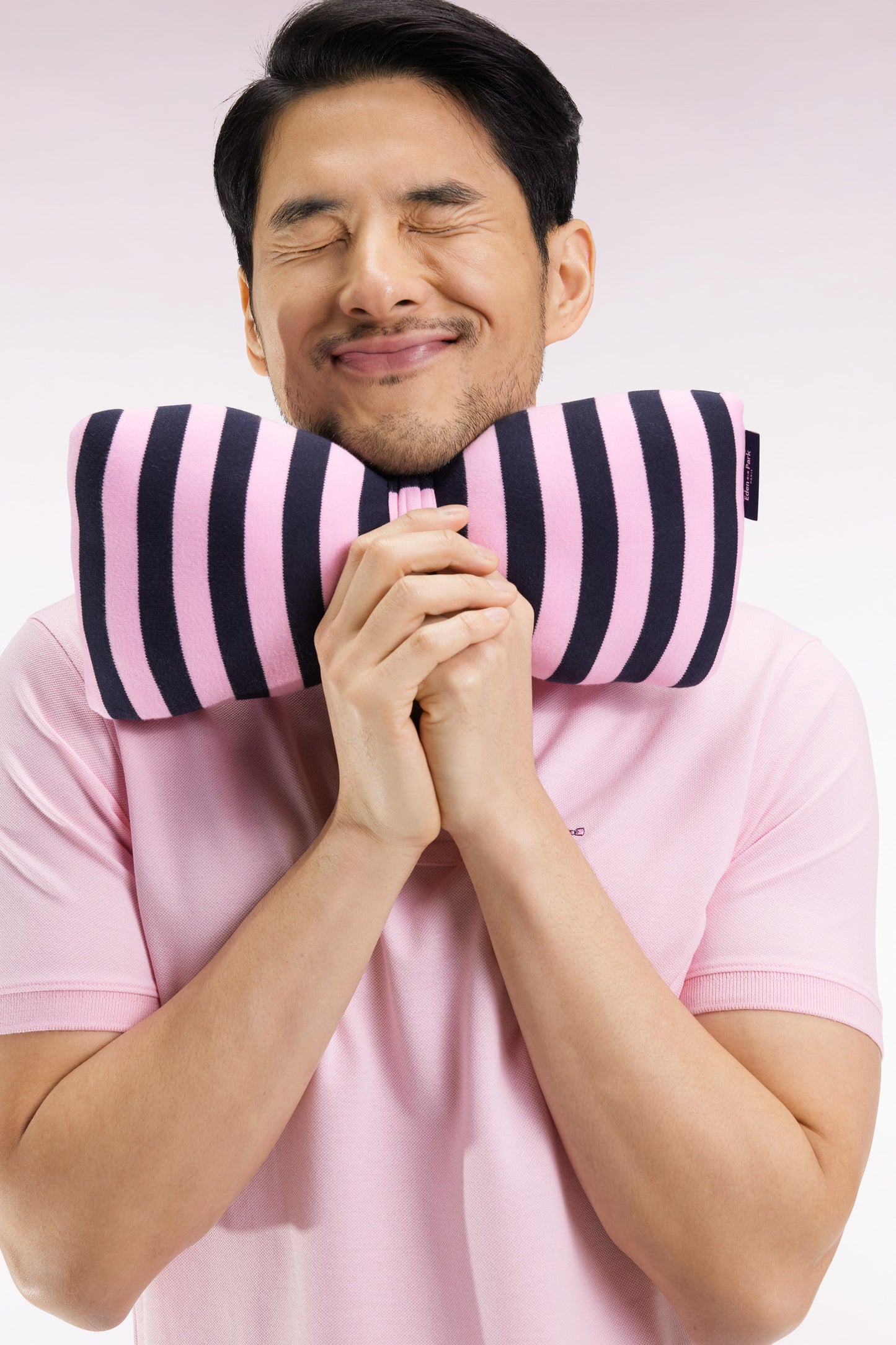 Short-sleeved polo shirt in pink Pima cotton, straight cut