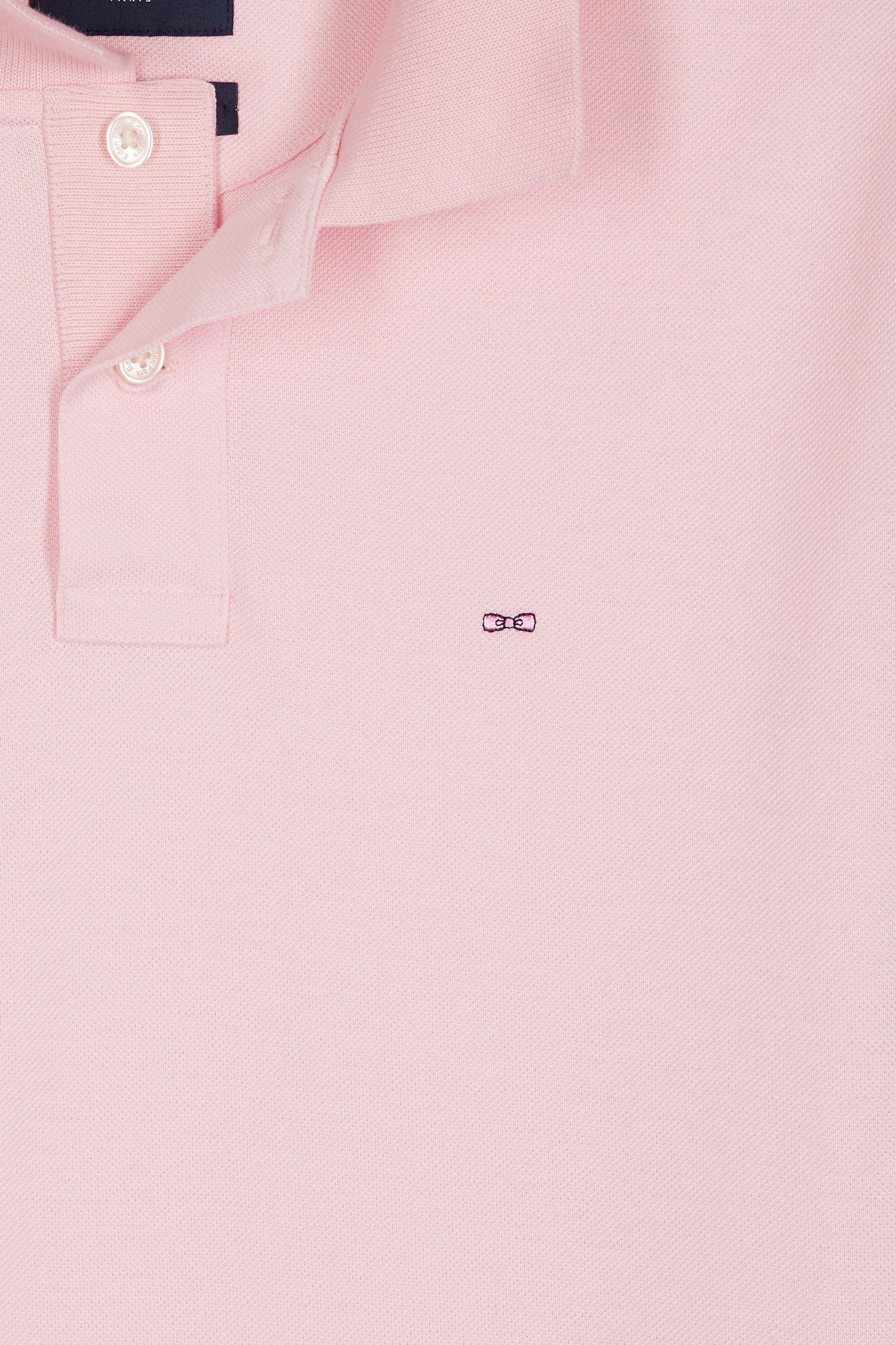 Short-sleeved polo shirt in pink Pima cotton, straight cut