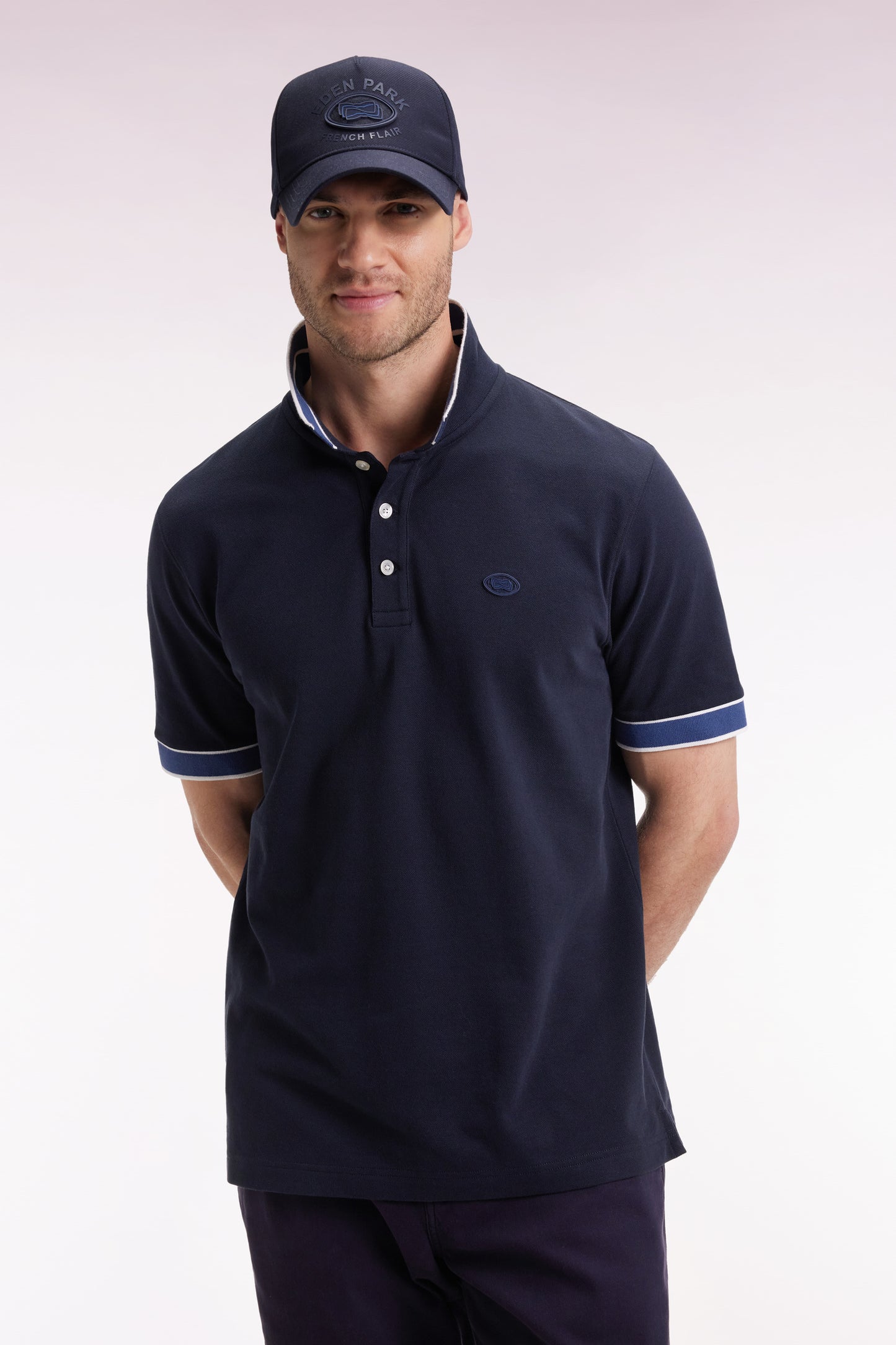 Polo manches courtes en coton marine coupe ample