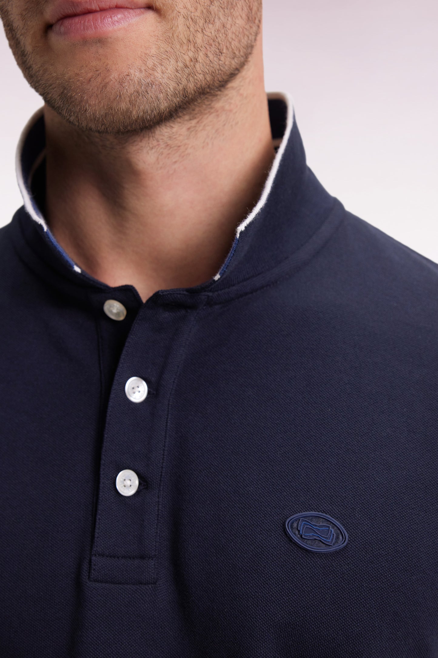 Polo manches courtes en coton marine coupe ample