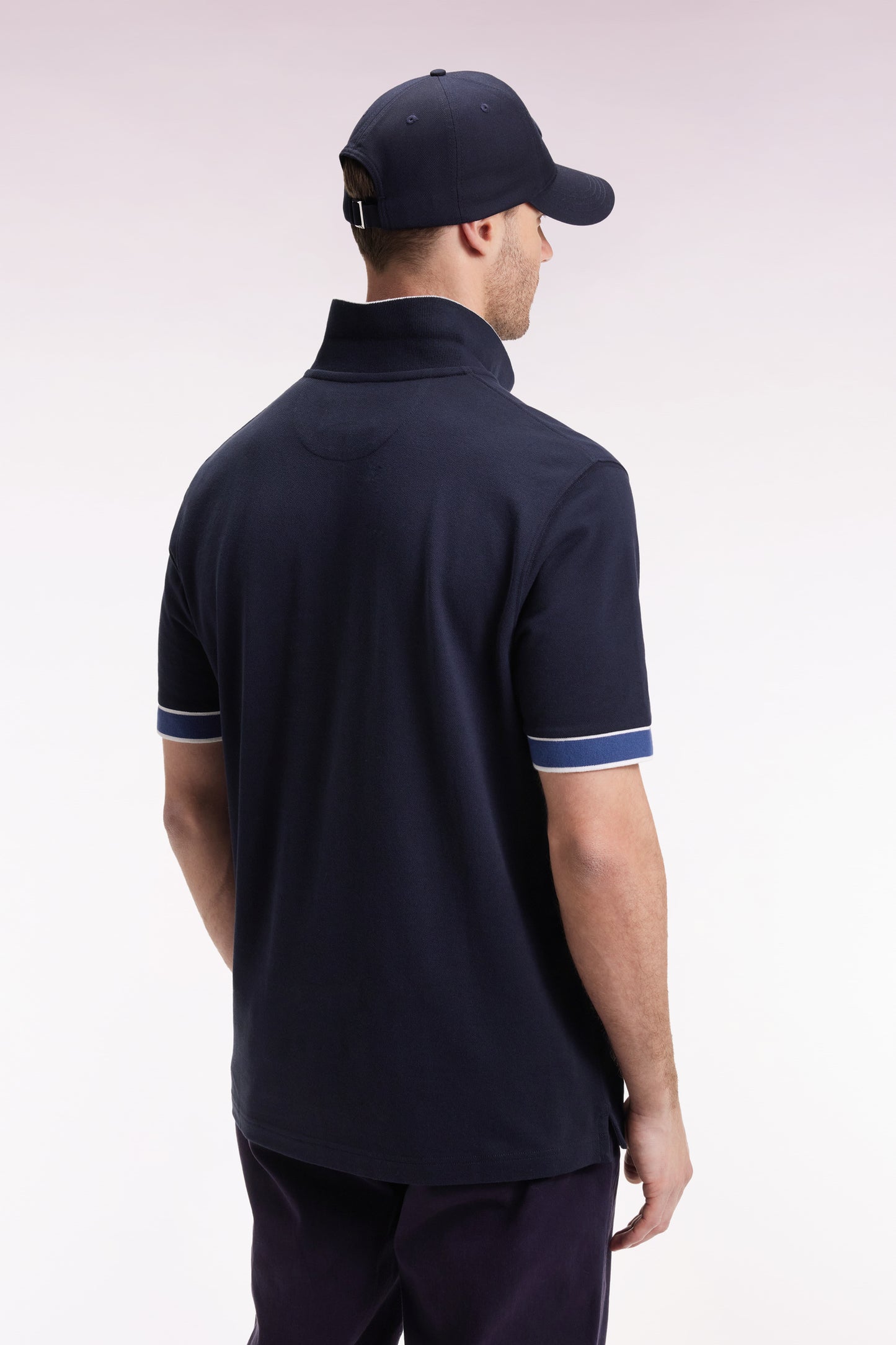 Polo manches courtes en coton marine coupe ample