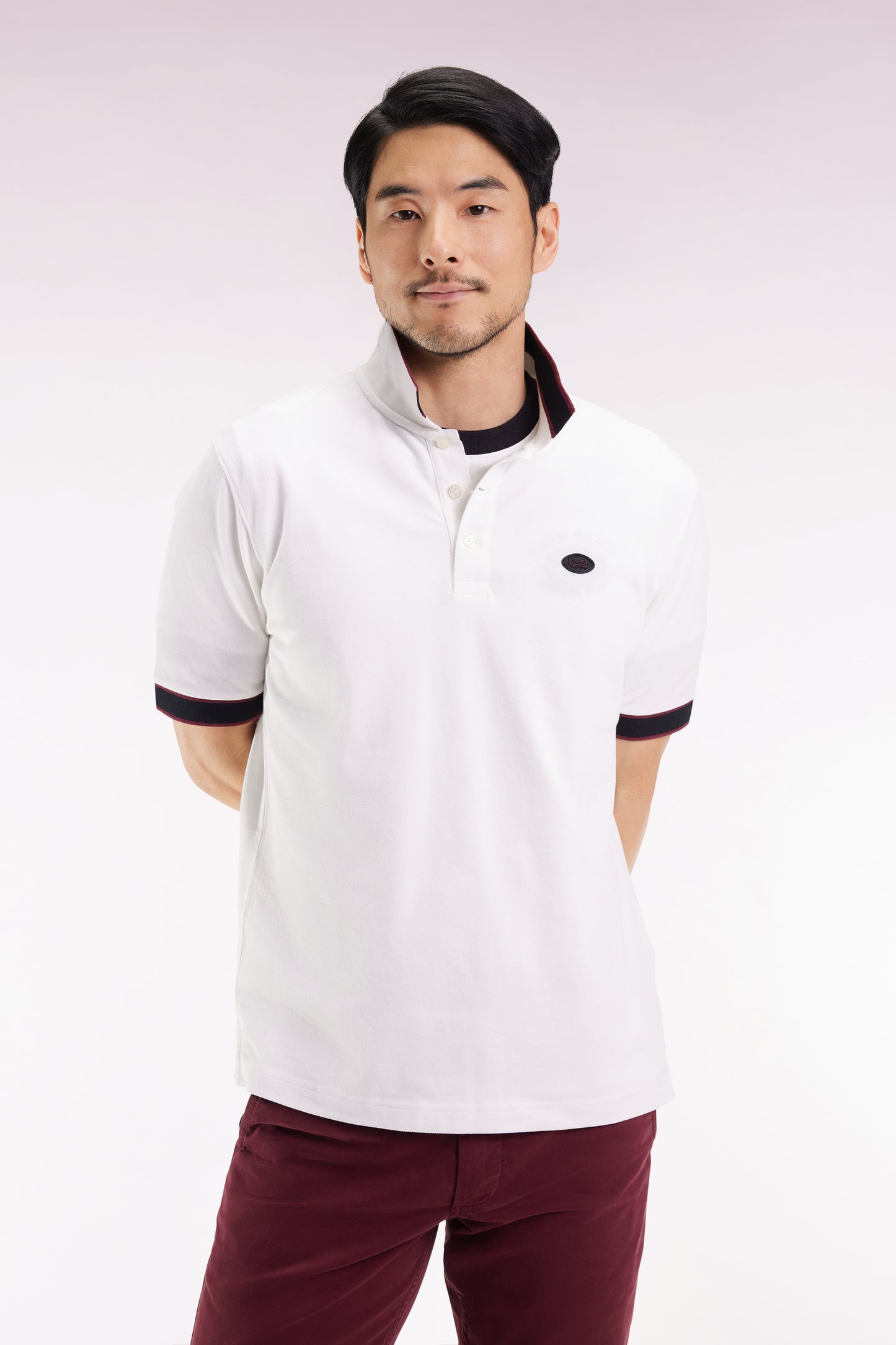 Polo manches courtes en coton blanc coupe ample