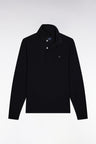 Polo à manches longues en coton stretch noir coupe slim