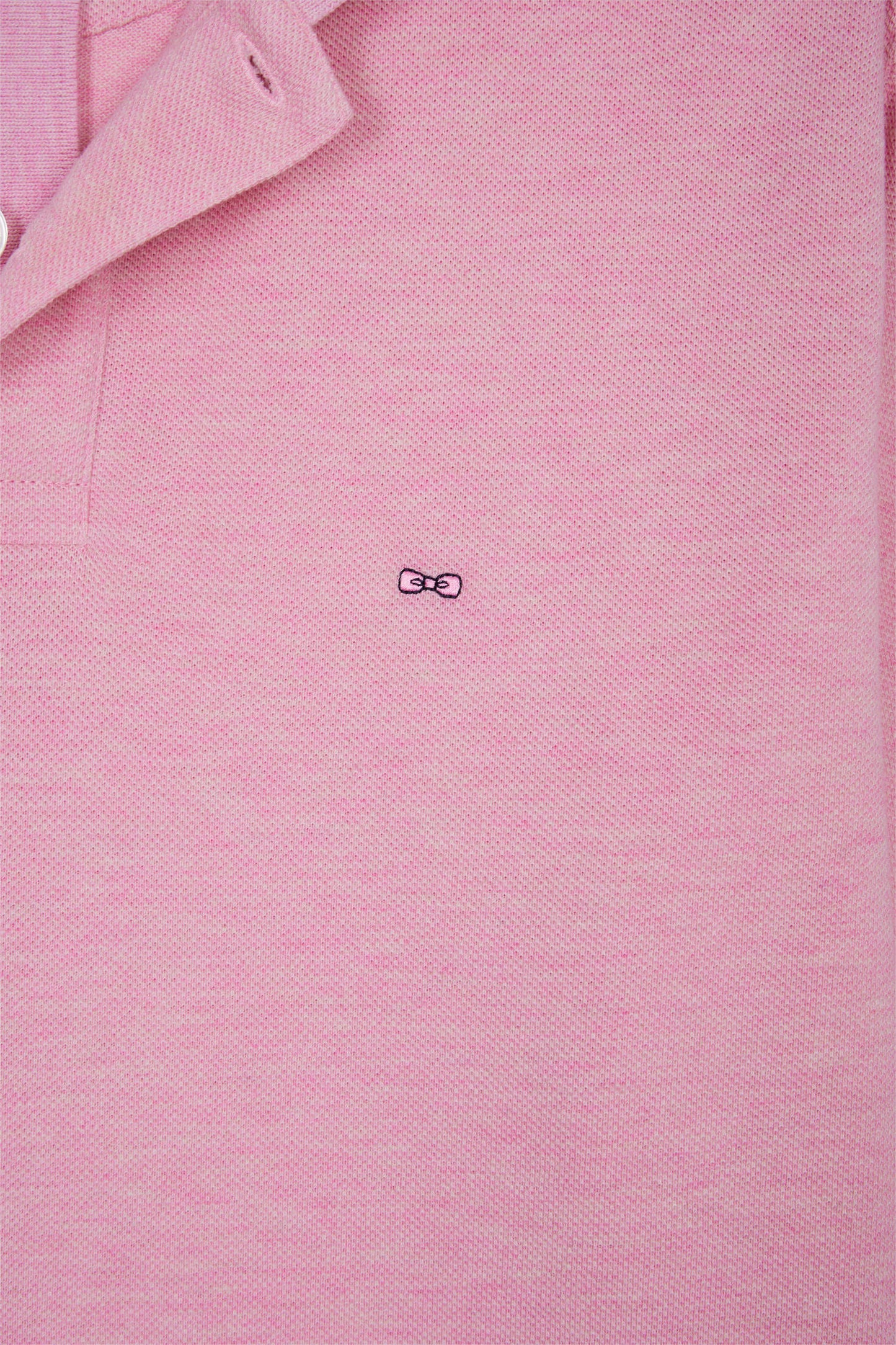 Polo à manches longues en coton chiné rose coupe droite