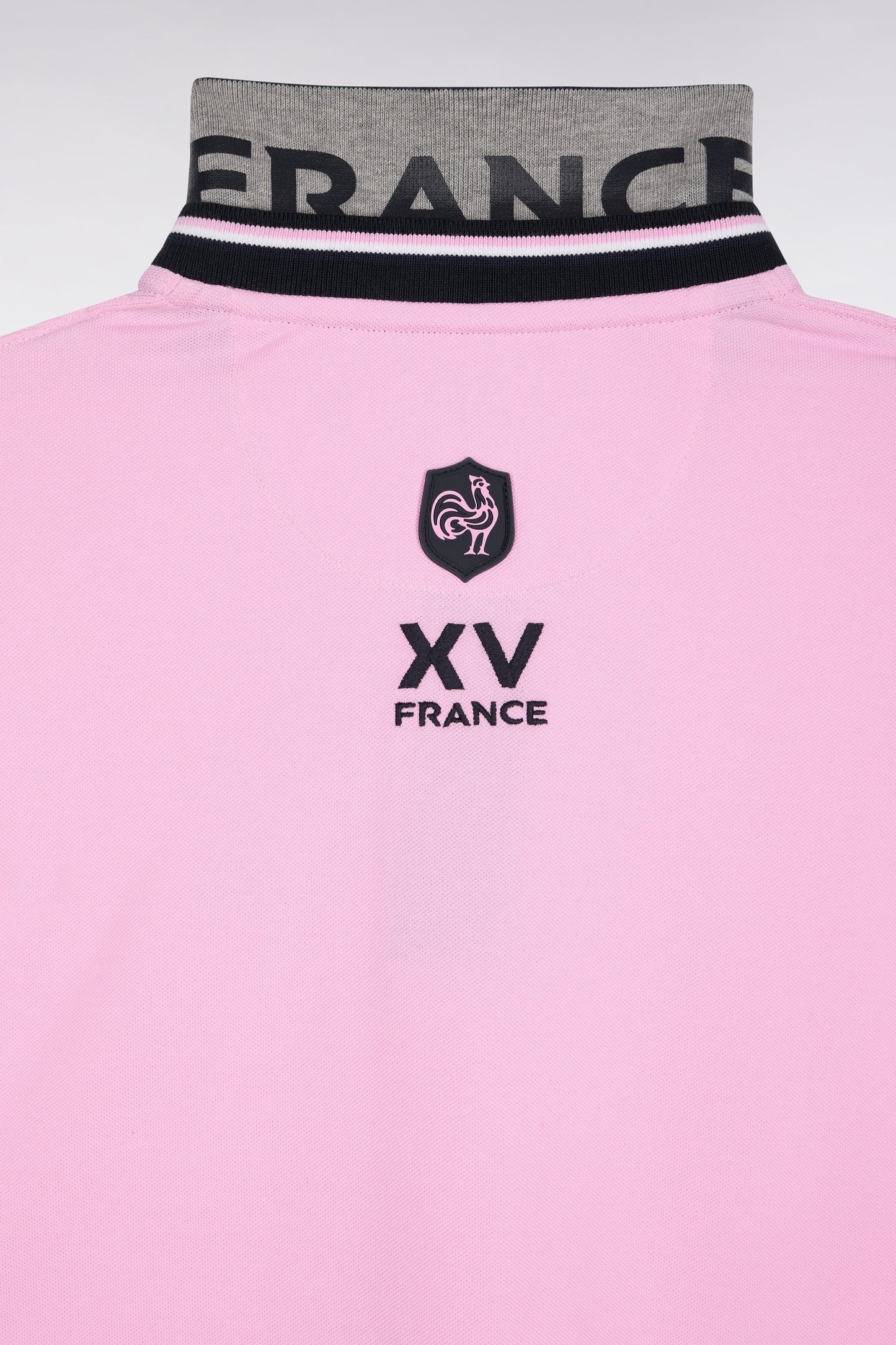 Polo à manches longues en coton rose brodé coupe droite
