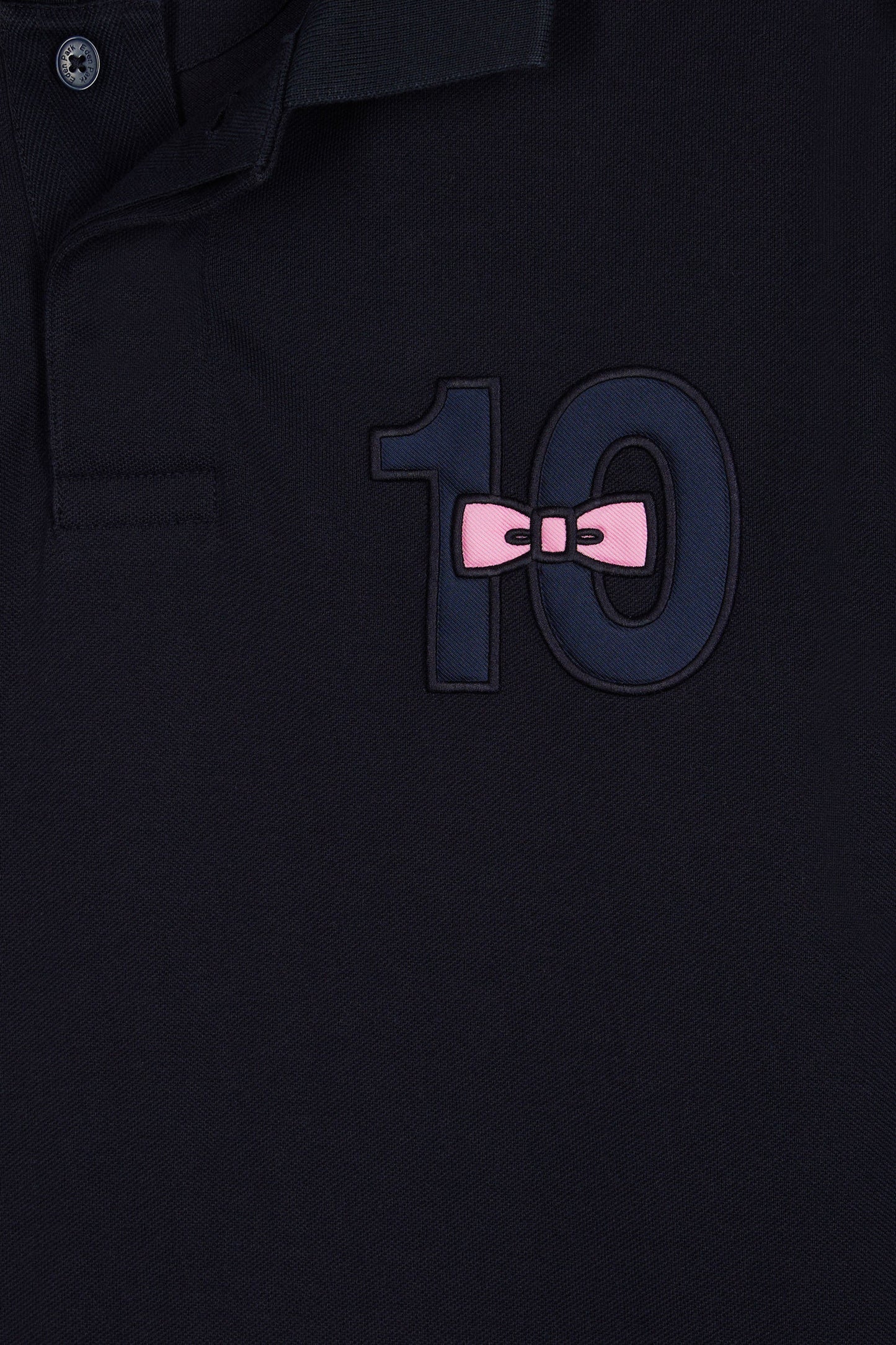 Polo à manches longues en piqué coton marine broderie 10
