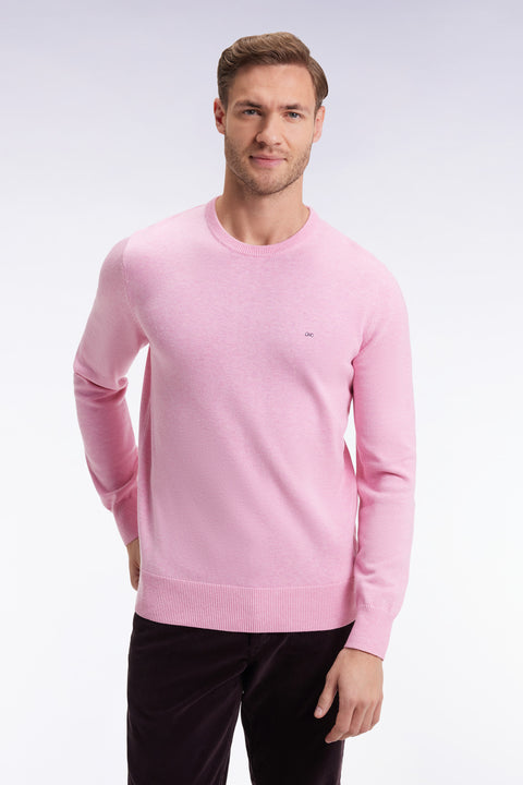 Pink wool and cotton round-neck sweater - Image 3