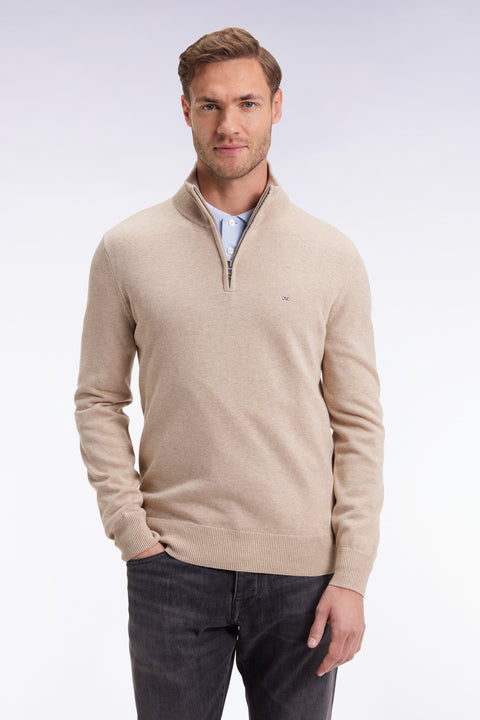 Pull col camionneur en laine et coton beige - Image 3