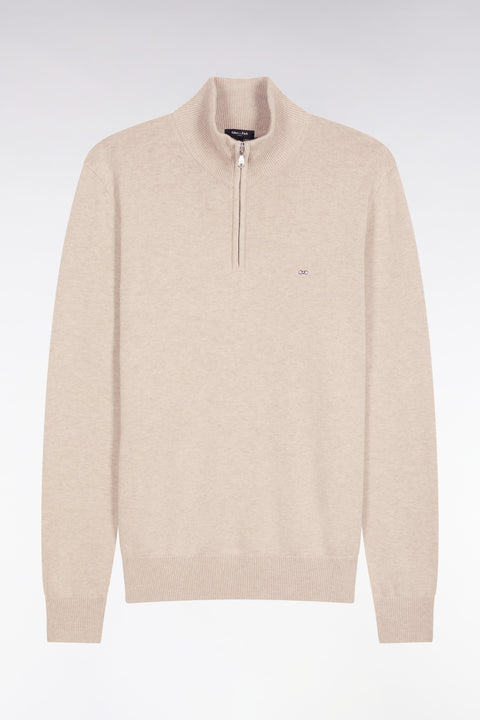 Pull col camionneur en laine et coton beige - Image 2