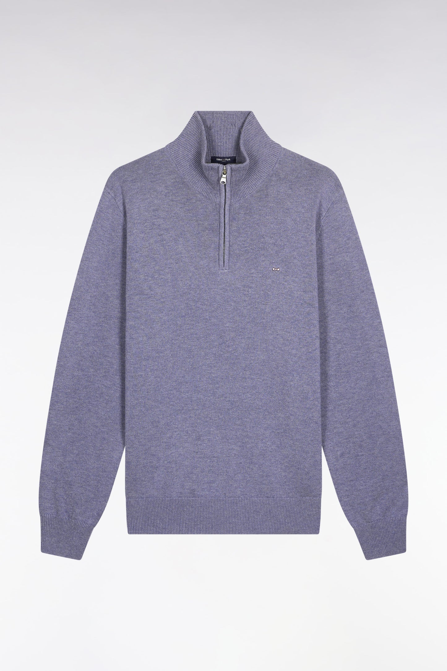 Grey-blue wool and cotton trucker-neck sweater