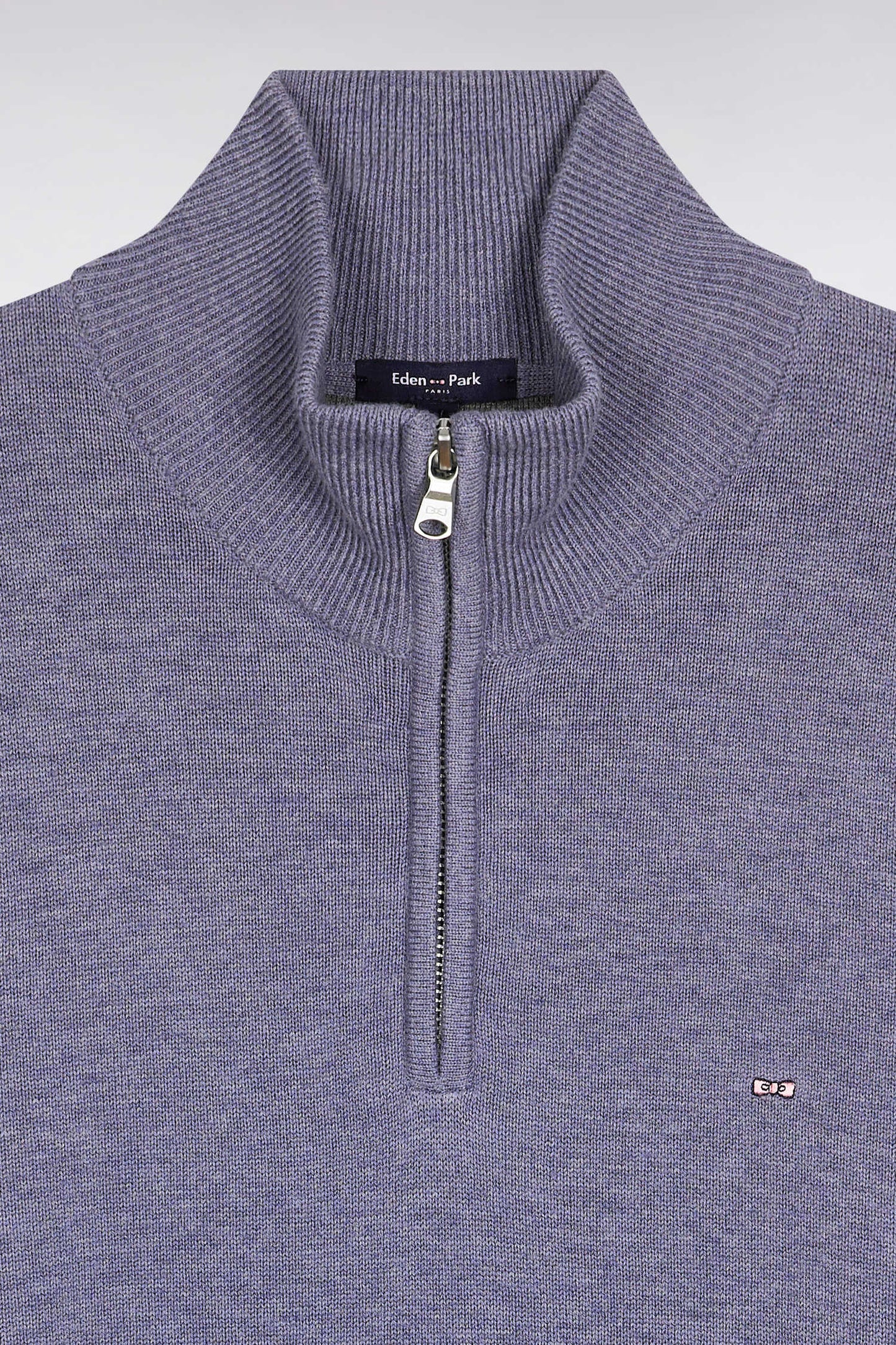 Grey-blue wool and cotton trucker-neck sweater