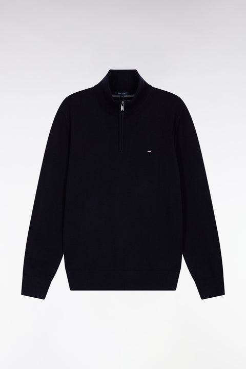 Pull col camionneur en laine et coton bleu foncé - Image 2