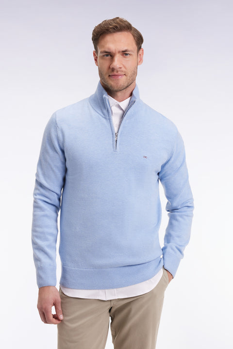 Pull col camionneur en laine et coton ciel - Image 3