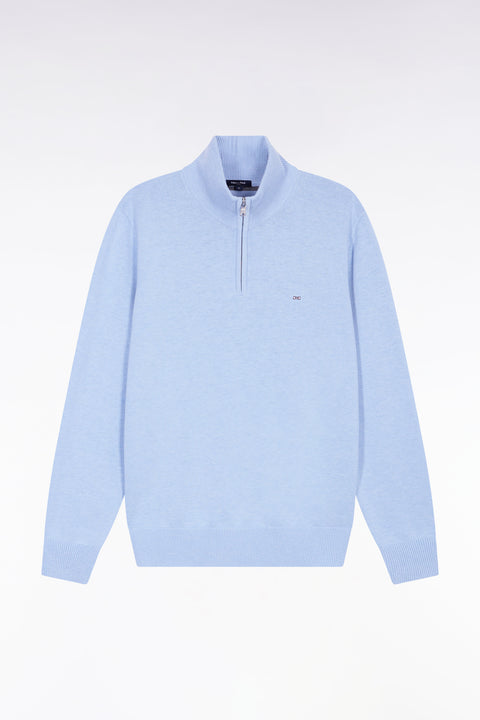 Pull col camionneur en laine et coton ciel - Image 2