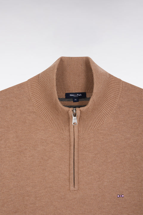 Pull col camionneur en laine et coton beige - Image 2