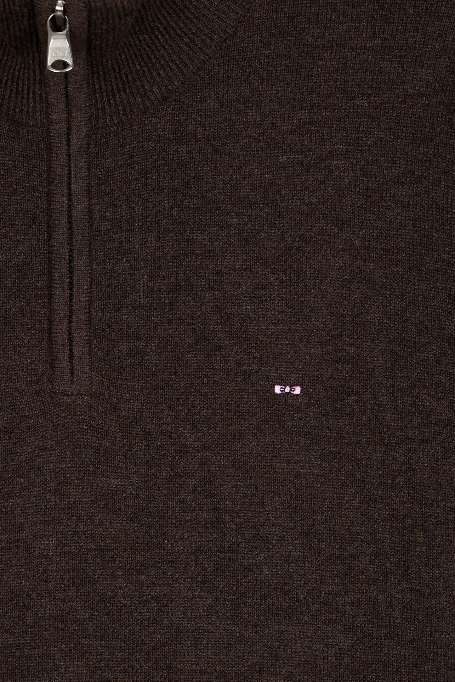 Brown wool and cotton trucker-neck sweater