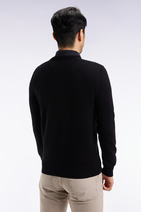 Pull col V en laine et coton noir - Image 3